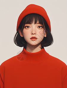 冬日中的红衣佳人背景图片