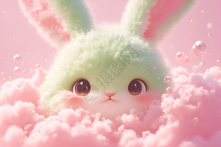 棉花糖小兔可爱绒花糖高清图片