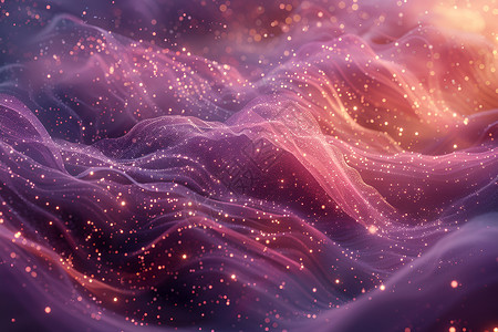 宇宙中的紫色粒子插画