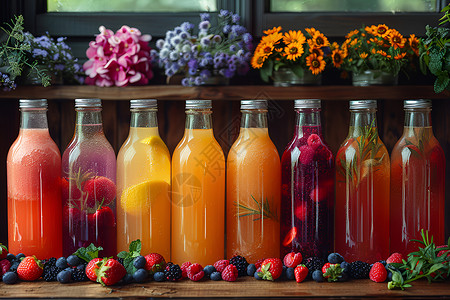 水果和植物水果和果汁背景