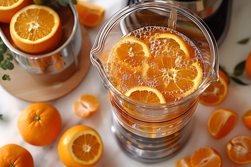 杯子中的橙子图片