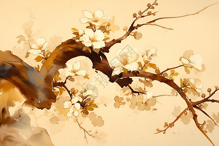 中式花鸟画背景图片