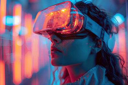 戴八角帽的女人戴VR眼镜的女人设计图片