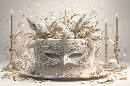 蛋糕上的面具背景图片