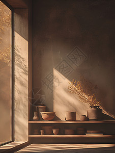 室内的陶器背景图片