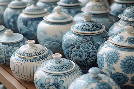 花瓶陶瓷蓝白瓷器的静谧之美背景