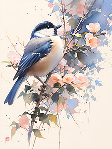 美丽的花鸟画背景图片
