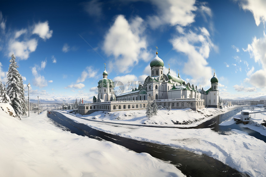 冬日里的修道院图片