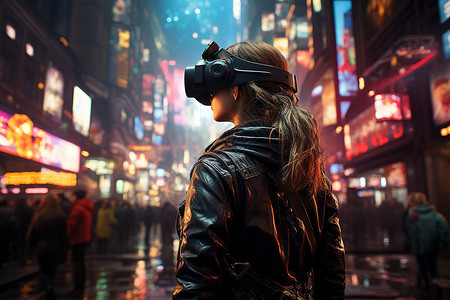 迷幻夜幕下的虚拟城市漫游者背景