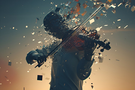 拉小提琴的男人插画