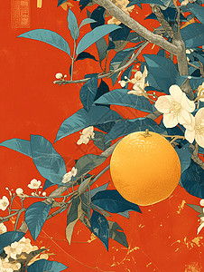枝干上的橘子背景图片