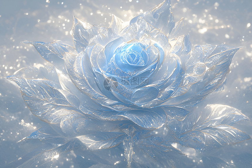 抽象美丽的冰花卉图片