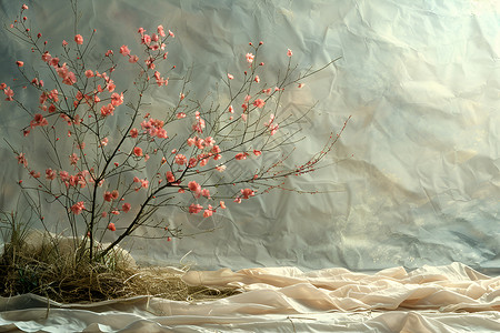粉色的花树背景图片