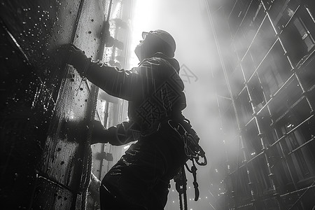 雨中的工人建筑男子高清图片