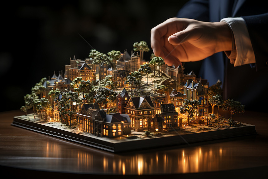 夜幕中的城市模型图片