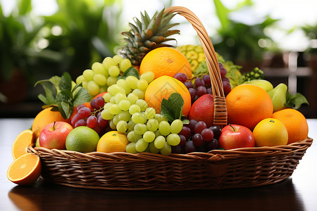 水果篮素材桌上的水果篮背景