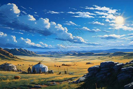 草原上的蒙古包高清图片