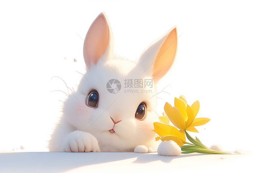 墙角甜美的兔子图片