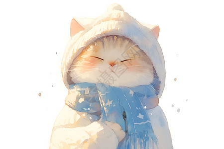 温暖猫冬日温暖的喵星人插画