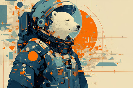 宇航员北极熊背景图片
