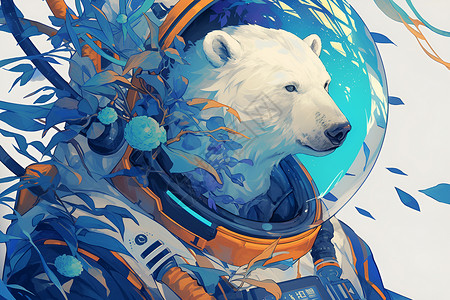 北极熊宇航员背景图片