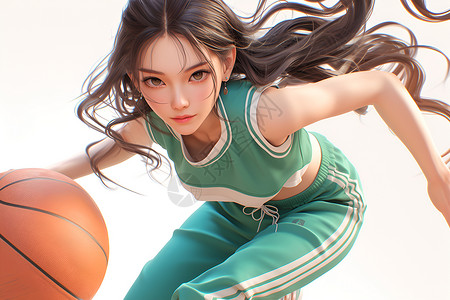 活力四溢的篮球少女背景图片