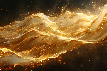 粒子线条旋转金色的浪花插画