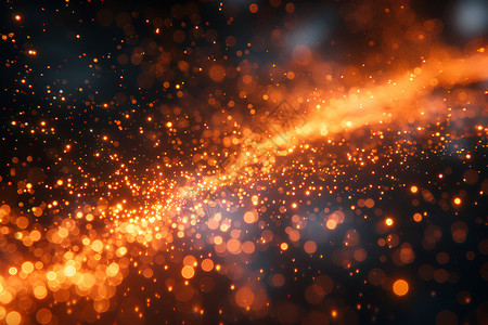 线条粒子流光溢彩的橙色粒子插画