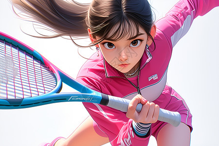 打网球的女孩打网球的运动女孩插画