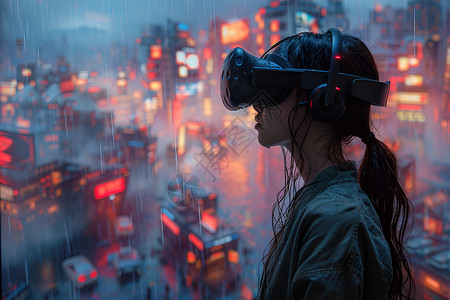 科技VR技术迷雾中的科幻少女设计图片