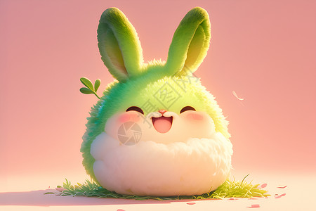 可爱的绿色小兔子背景图片