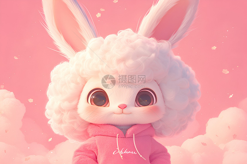 粉色背景中的兔子图片