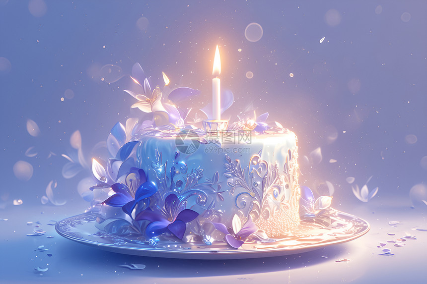 点蜡烛的生日蛋糕图片