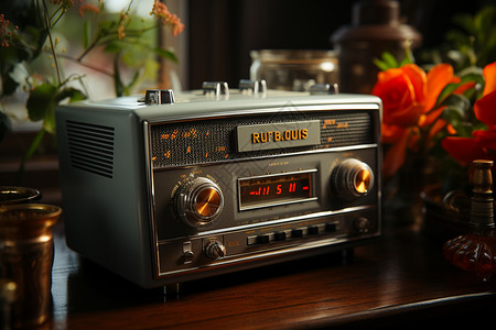 桌面上精致的收音机背景图片