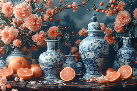 青花瓷瓶花朵青瓷图片素材