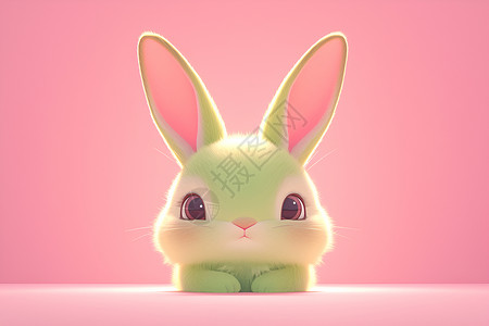卡通可爱垂耳兔绿色兔兔插画