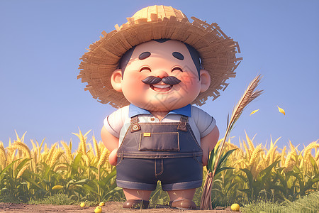 农田里一个带胡子的卡通角色背景图片