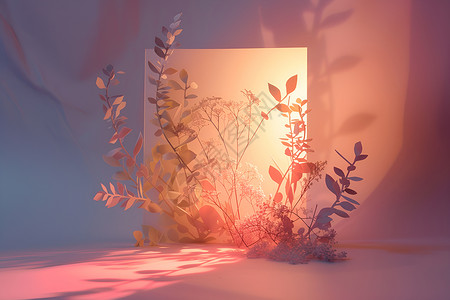 植物光照植物的立体投影背景