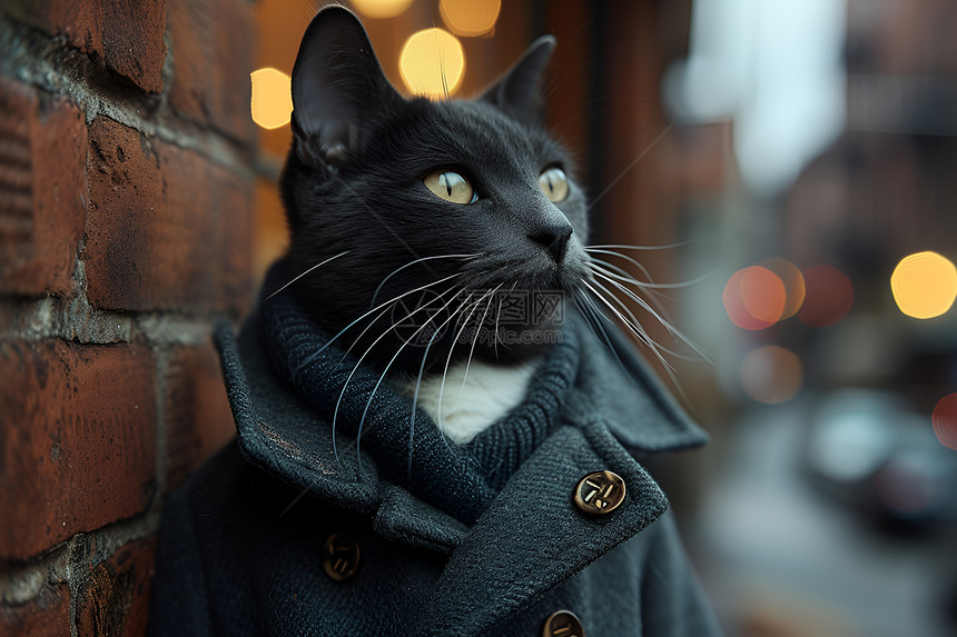 街头的一只黑猫图片