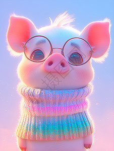彩虹毛衣中的可爱小猪背景图片