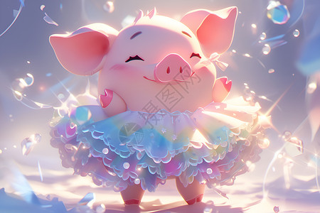 穿裙子的可爱小猪背景图片