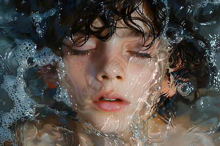 黑发男孩清水中的少年背景