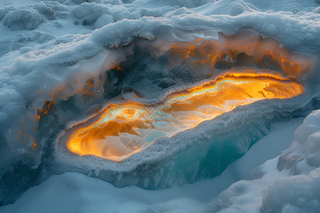 冰雪活动山顶的活动火山插画