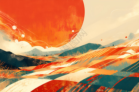 太阳山川背景图片