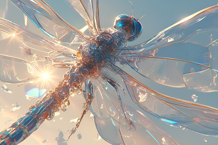 玻璃质感的蜻蜓背景图片