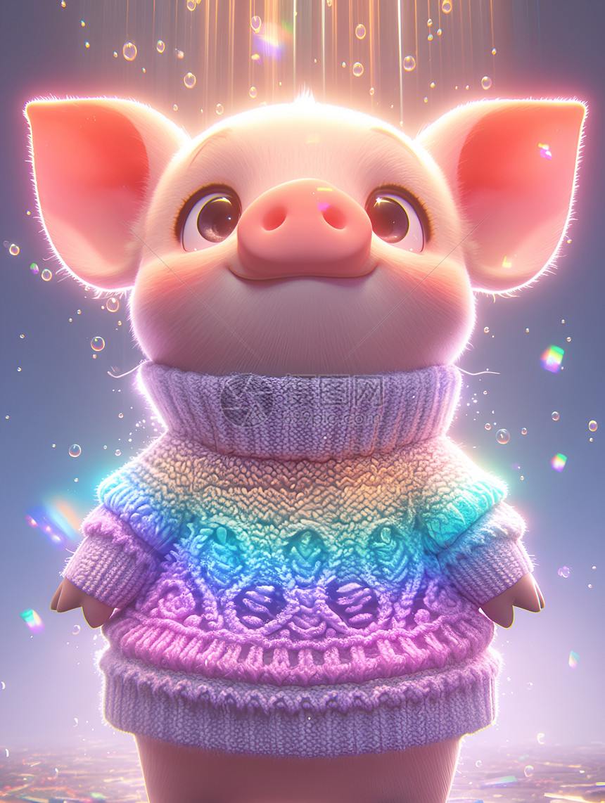 穿着毛衣的可爱小猪图片