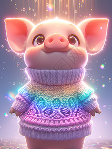猪猪套装穿着毛衣的可爱小猪插画