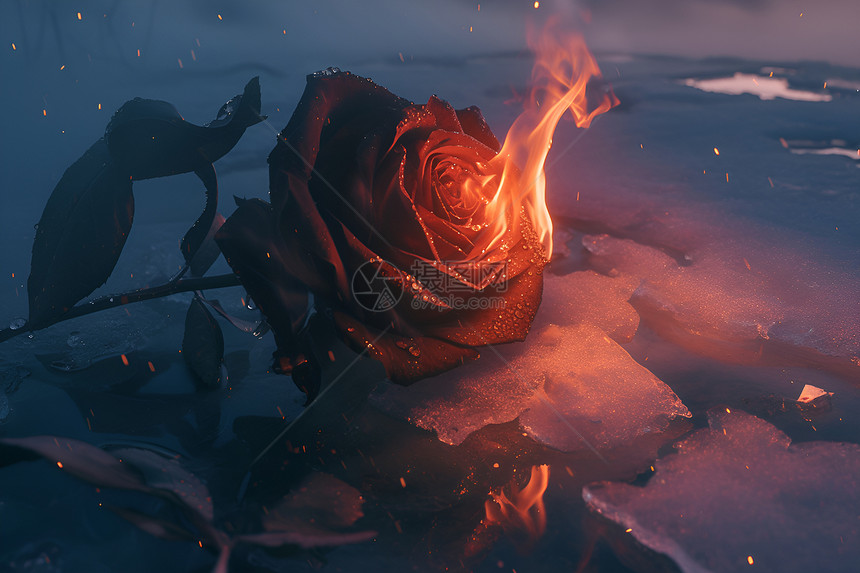 燃烧的红色玫瑰图片
