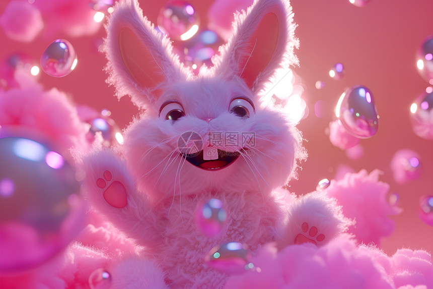快乐棉花糖兔图片