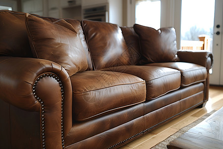 家具纹理素材棕色皮革沙发背景